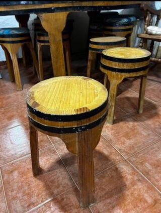 Mesa rústica tonel madera y metal