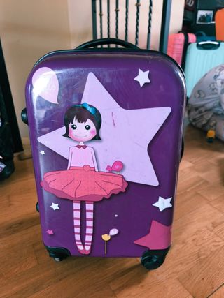 Maleta infantil morada con estrellas