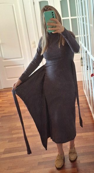 Vestido Zara gris invierno entallado