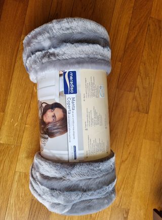 Coperta plaid in pile e poliestere grigio 150x200