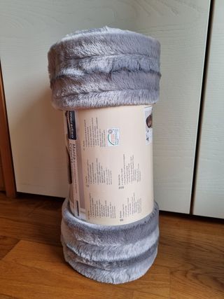 Coperta plaid in pile e poliestere grigio 150x200