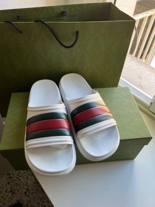 Chanclas Gucci Web Slide Blancas