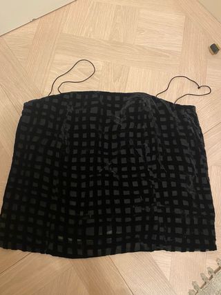 Top Zara Terciopelo Negro Talla S