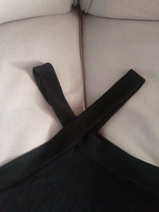 Camiseta Shein canalé negra mujer