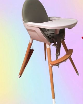 Trona Olmitos bebé madera y gris