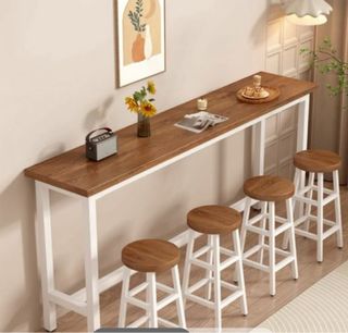 Mesa alta bar cocina madera y metal

