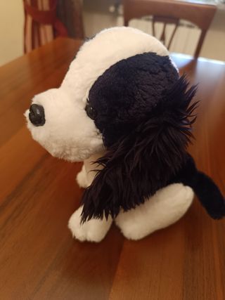 Pupazzo cane peluche bianco e nero