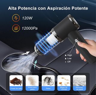 Aspirador Coche 12000Pa Potente USB