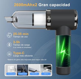 Aspirador Coche 12000Pa Potente USB