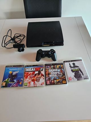 Consola PS3 Negra + Mando + 4 Juegos