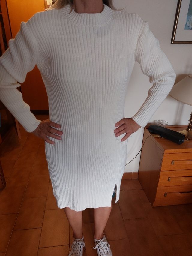 Vestido canalé beige talla L