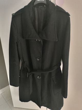 Cappotto donna nero con cintura