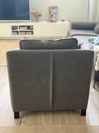 Sofá grande y 2 sillones tela gris.