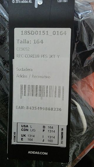 Chaqueta deportiva Adidas negra,talla xs,164