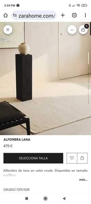 Alfombra de lana Zara Home cruda