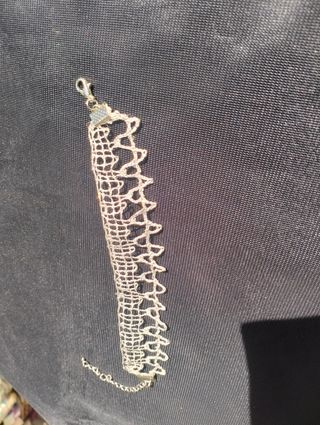 Pulsera Encaje Bolillos Metalizada Plateada