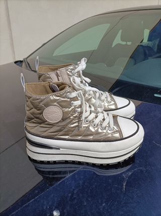 Botines dorados y blancos mujer