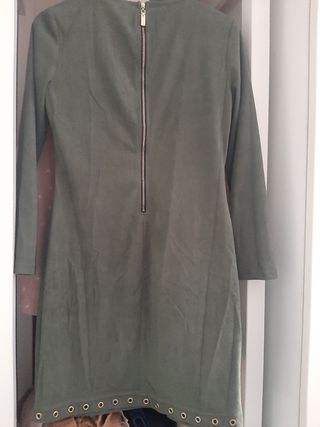 Vestido antelina verde militar talla S