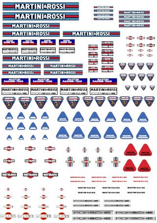 Pegatinas Porsche Martini Racing. Varias Escalas