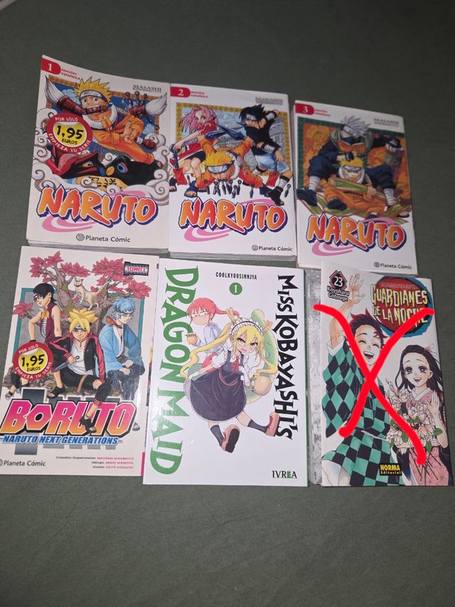 Pack formado por Naruto 1,2 y 3 Boruto Dragon maid