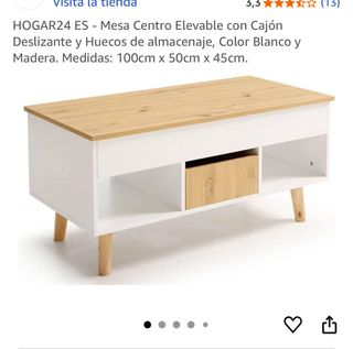 Mesa Centro Elevable HOGAR24 ES Blanca y Madera