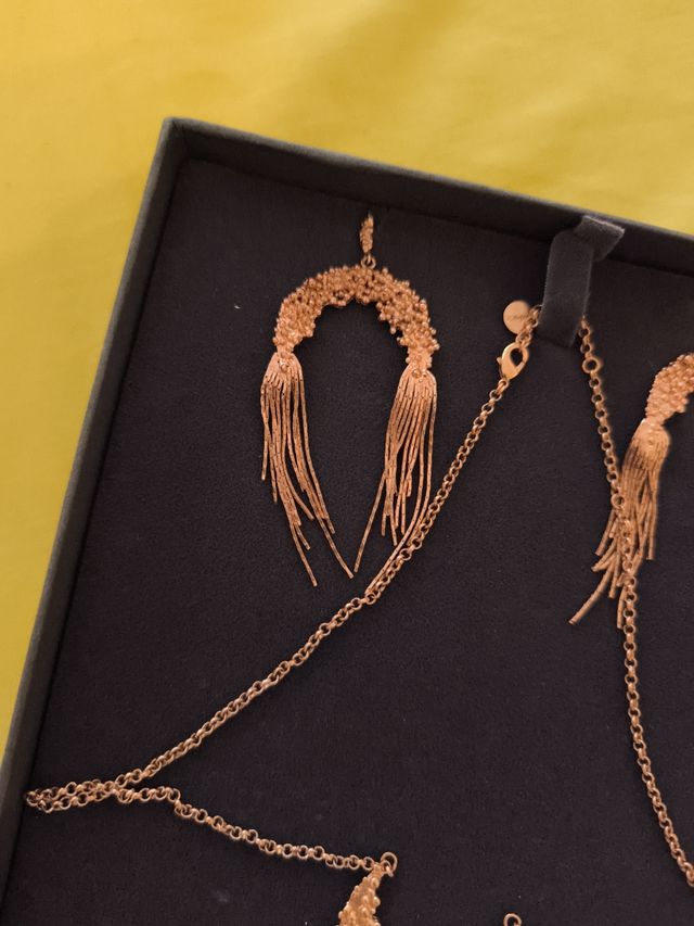 Conjunto collar y pendientes Apodemia oro rosa