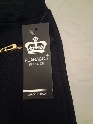 Pantalón azul marino mujer cremalleras doradas