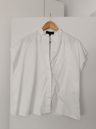 Camisa Zara Algodón Blanca Manga Corta