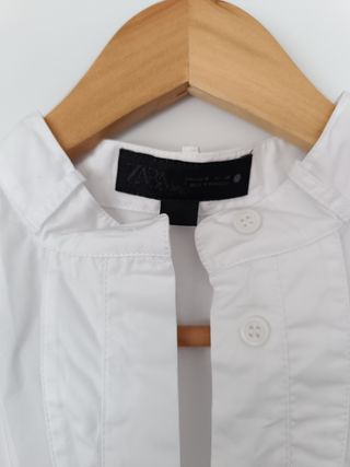Camisa Zara Algodón Blanca Manga Corta