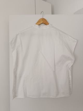 Camisa Zara Algodón Blanca Manga Corta