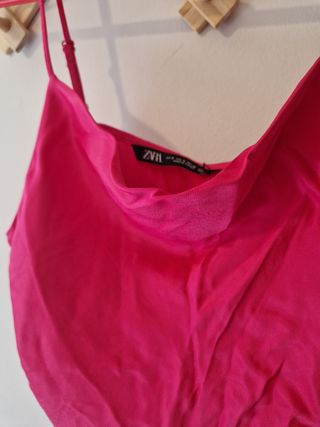 Top ZARA Satén Rosa Fucsia