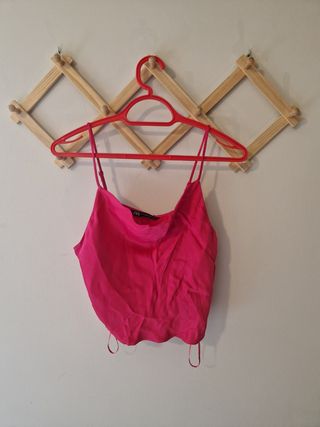 Top ZARA Satén Rosa Fucsia