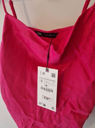 Top ZARA Satén Rosa Fucsia