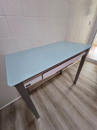 Mesa de cocina extensible cristal y metal