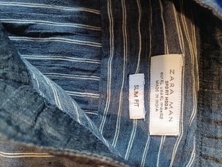 Camisa Zara Rayas Azul Talla XL