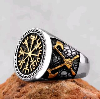 Anillo Brújula Vikinga Acero Inoxidable 316L