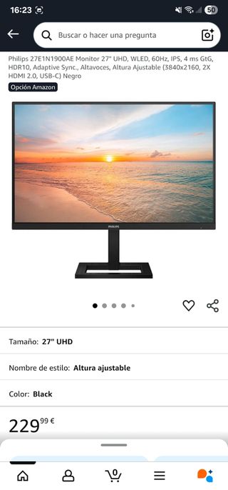 Monitor Philips 27 UHD Negro
