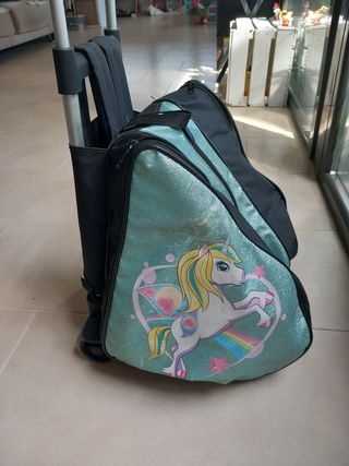 Maletín portapatines con ruedas y dibujo unicornio