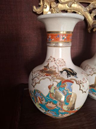 Jarrones Japoneses Cerámica Dorados