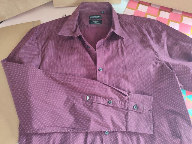 Camisa Antony Morato Granate Puntos Blancos Talla