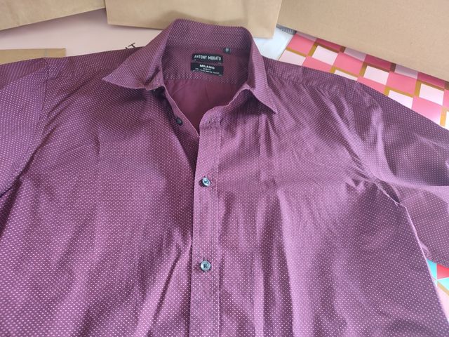 Camisa Antony Morato Granate Puntos Blancos Talla