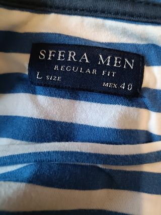 Camisa Zara Rayas Azul y Blanca Talla XL