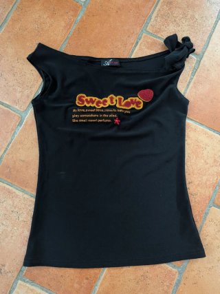 T-shirt nera  An'ge Sweet Love T-shirt Con Fiori