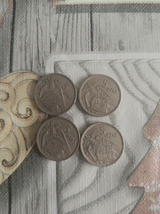 4 Monedas 5 Pesetas Franco 