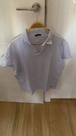 Polo Massimo Dutti Rayas Azul Blanco.