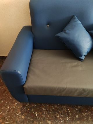 Sofá 2 plazas polipiel azul