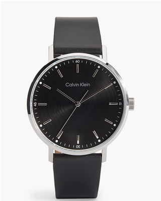 Calvin Klein Reloj Correa Piel Negro y Plata