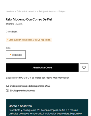 Calvin Klein Reloj Correa Piel Negro y Plata