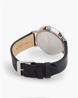 Calvin Klein Reloj Correa Piel Negro y Plata