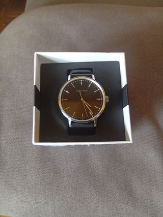 Calvin Klein Reloj Correa Piel Negro y Plata